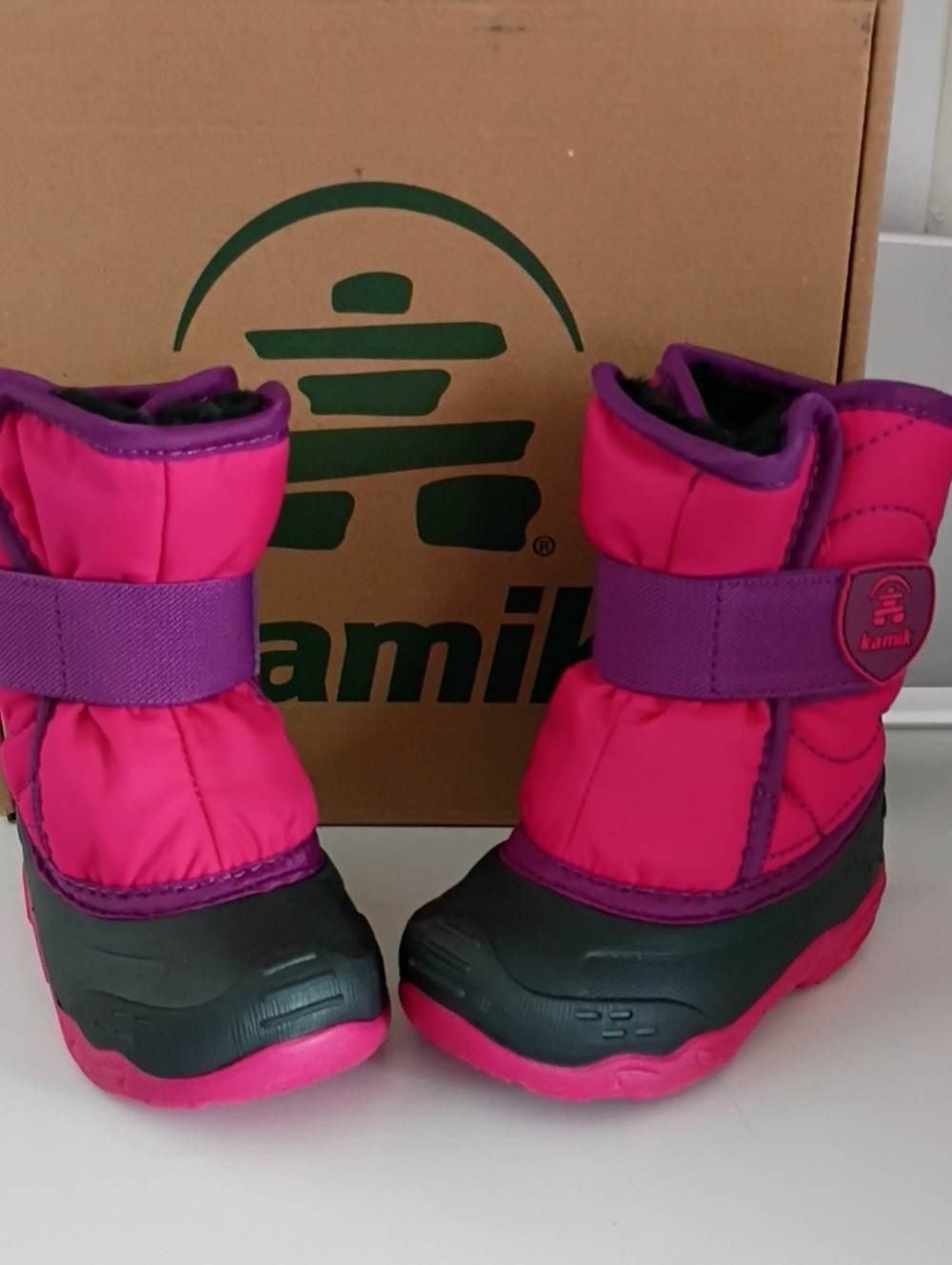 Kamik Kids Pink and Purple Strap Snow Boots